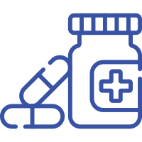 icon-service-medication a blue icon of stars