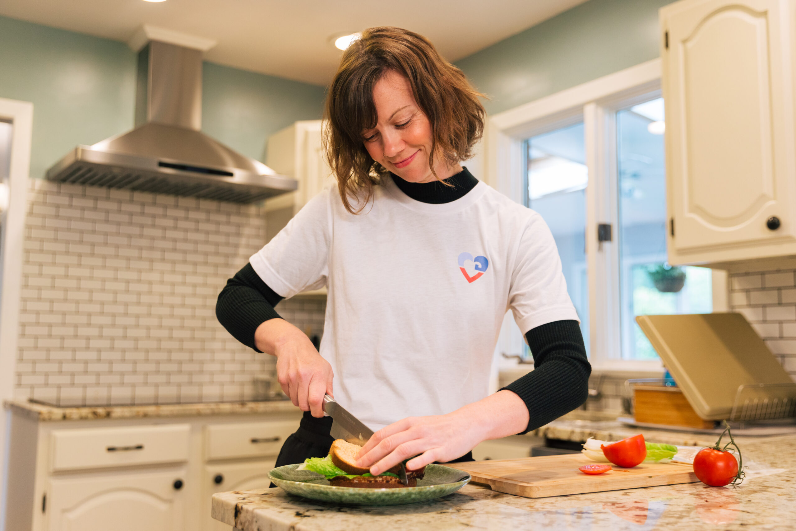 a nurse smiling at a woman